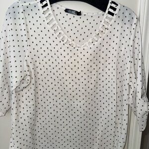 Chic White and Black Dot Blouse
